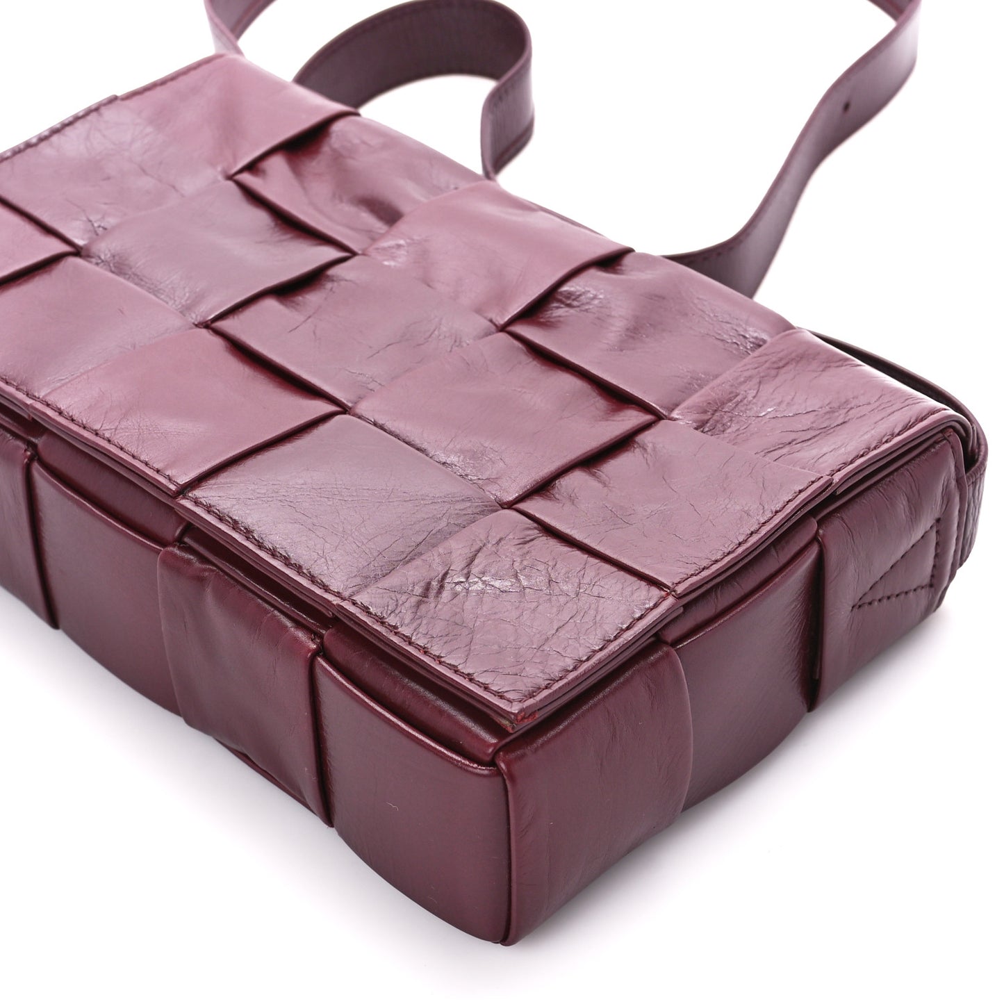 Paper Calfskin Maxi Intreccio Cassette Crossbody Bag Barolo