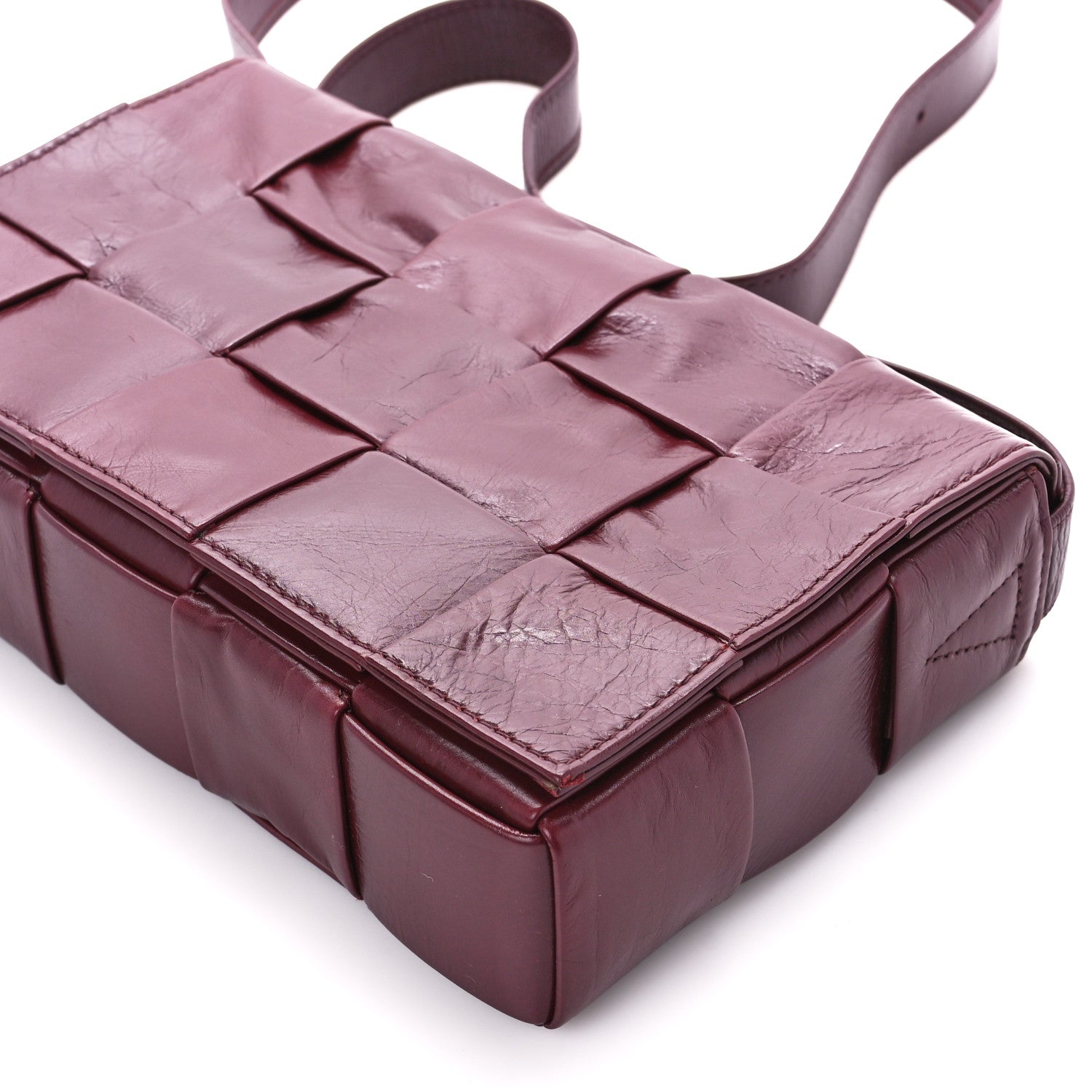 Bottega Veneta Paper Calfskin Maxi Intreccio Cassette Crossbody Bag Barolo 10 of 10