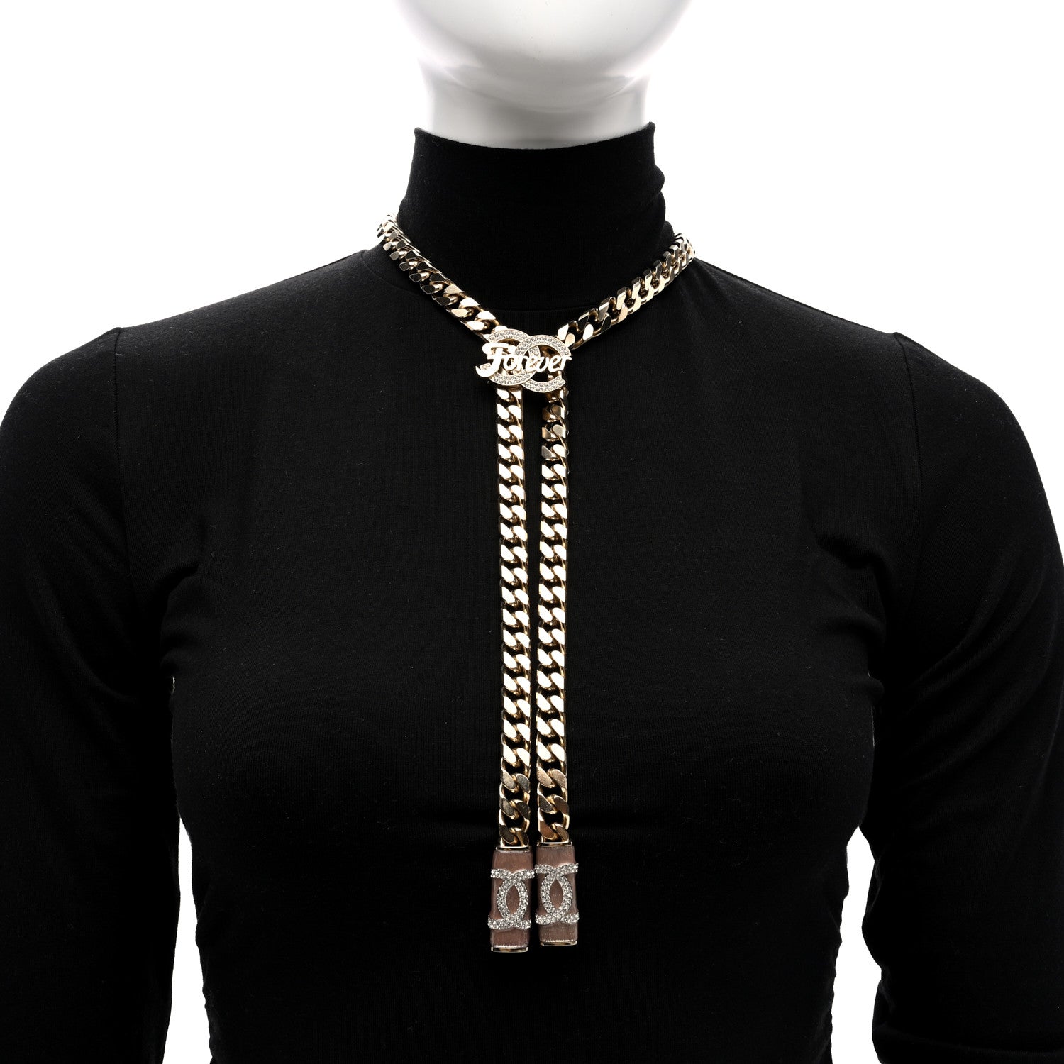 Chanel Crystal CC Forever Necklace Gold 2 of 6
