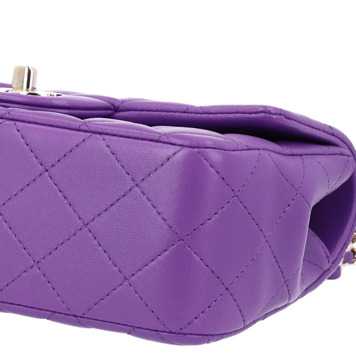 Chanel Lambskin Quilted Mini Top Handle Rectangular Flap Dark Purple 11 of 11