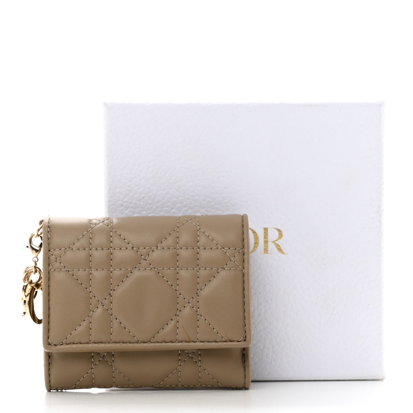Lambskin Cannage Lady Dior Lotus Wallet Warm Taupe