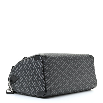 Versace Coated Canvas Calfskin La Greca Signature Travel Bag Black Grey 4 of 10