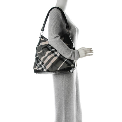 Burberry Nylon Beat Check Hobo Black 2 of 8