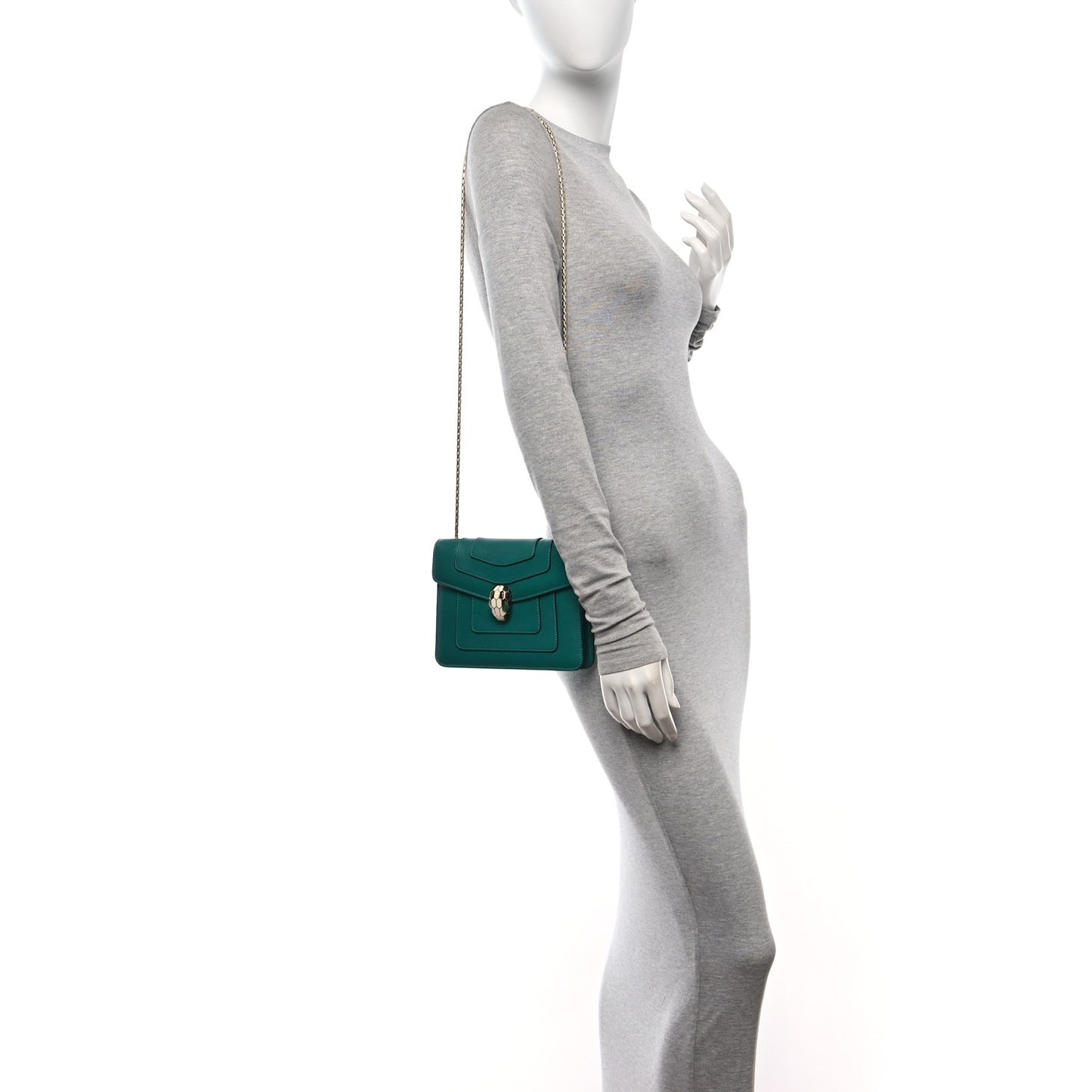 Calfskin Small Serpenti Forever Snake Strap Crossbody Bag Emerald Green