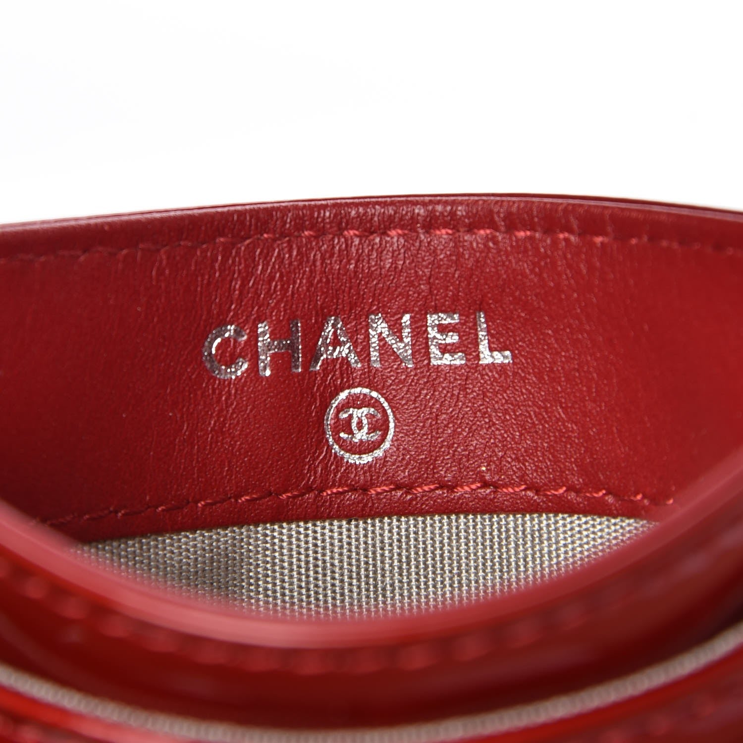 Chanel Patent Quilted Brilliant Card Holder Red 6 of 9