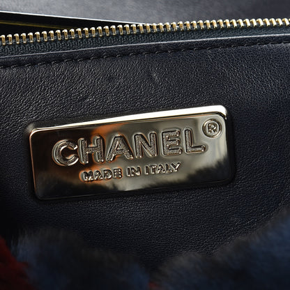 Chanel Orylag Rabbit Fur Chevron Small Single Flap Burgundy Blue 6 of 9