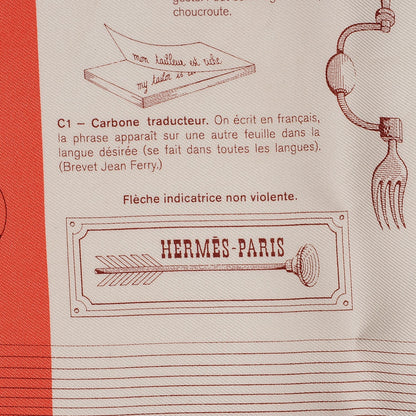 Hermes Silk Les Objets Introuvables Pocket Square Scarf Corail Parchemin Saumon 4 of 6