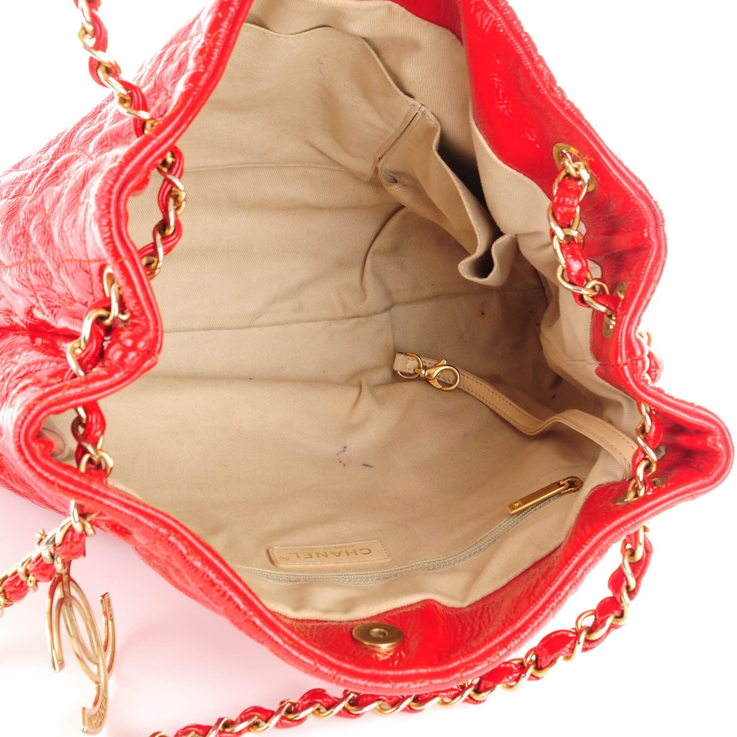 Chanel Crackled Patent Calfskin Puzzle Tote Red 5 of 7