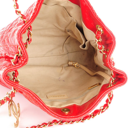 Chanel Crackled Patent Calfskin Puzzle Tote Red 5 of 7