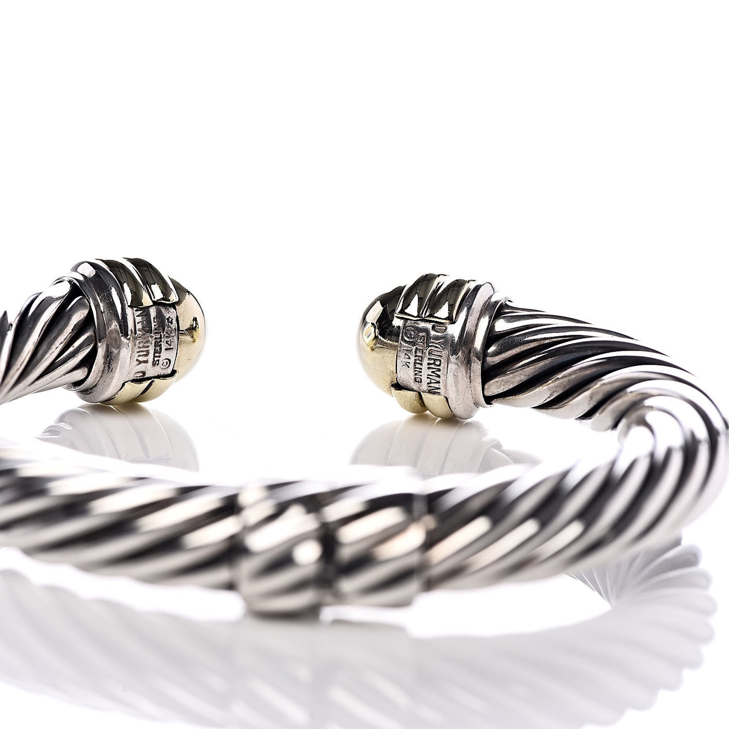 Sterling Silver 14K Yellow Gold 10mm Cable Classics Bracelet