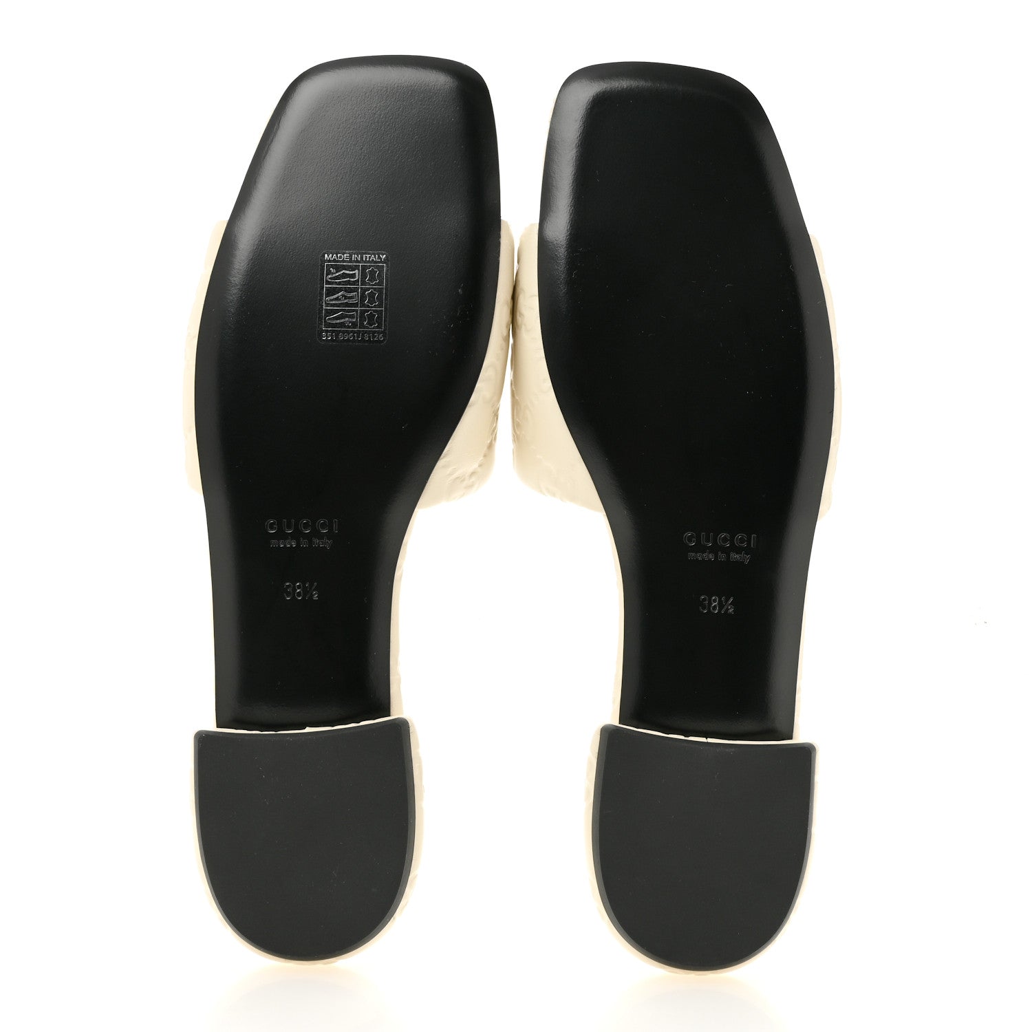 Gucci Nappa Double GG Flat Slide Sandals 38.5 New Ivoire 6 of 10