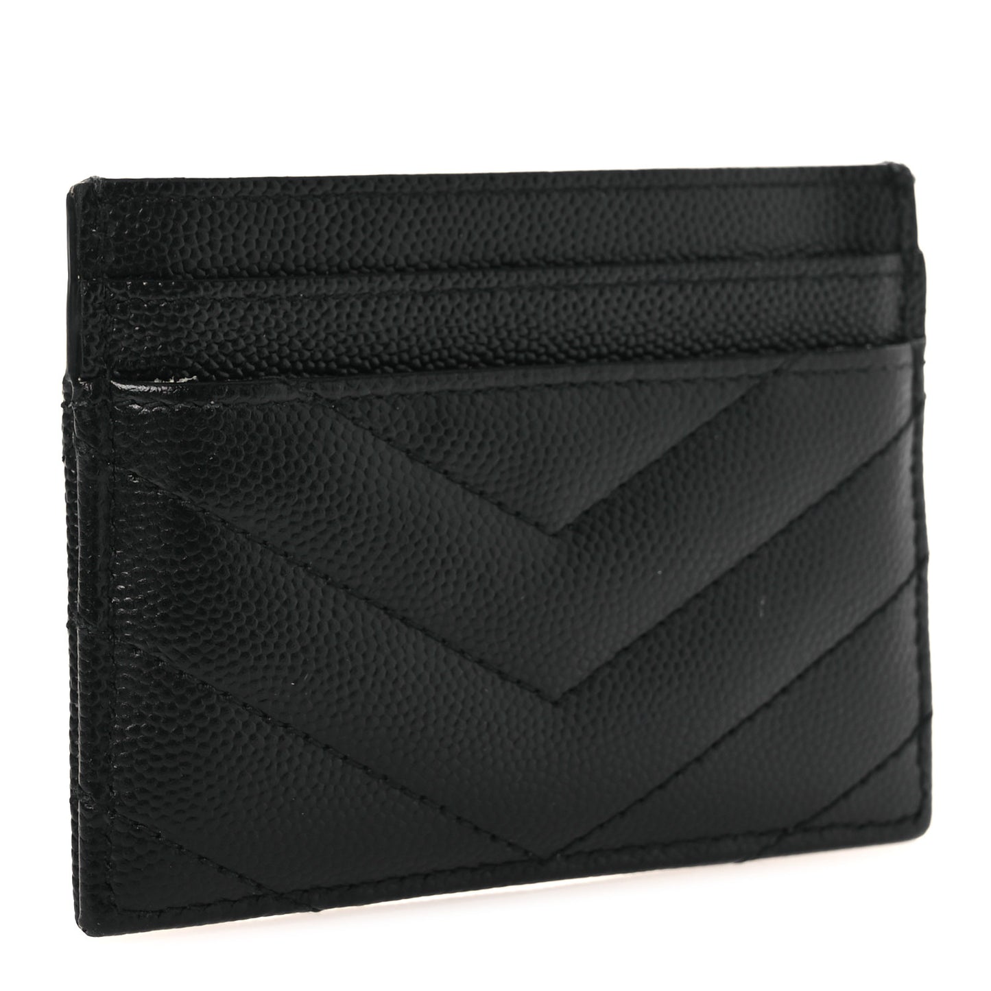 Grain De Poudre Matelasse Chevron Monogram Credit Card Case Black