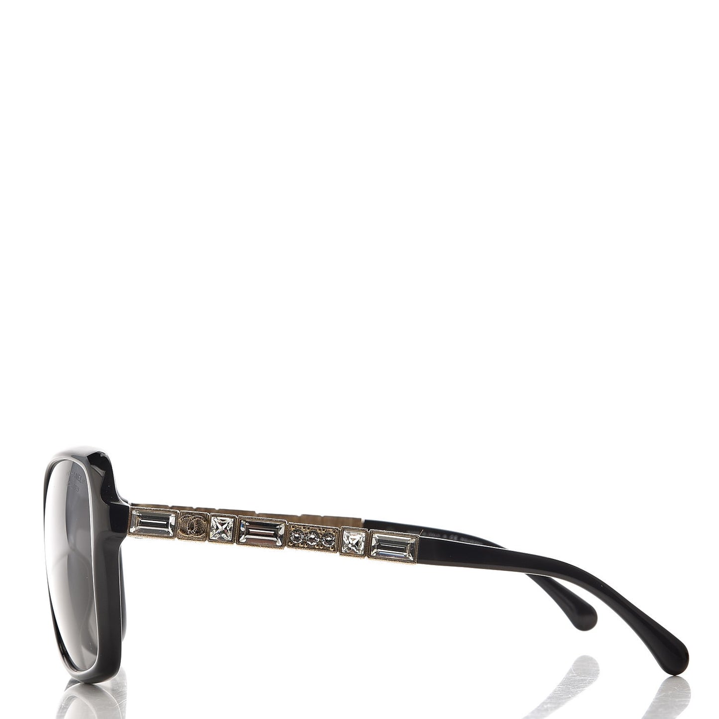 Crystal Baguette Polarized Square Sunglasses 5308-B Black