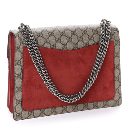 Gucci GG Supreme Monogram Suede Cudu Medium Dionysus Shoulder Bag Beige Ebony Vulcanic Red 3 of 10