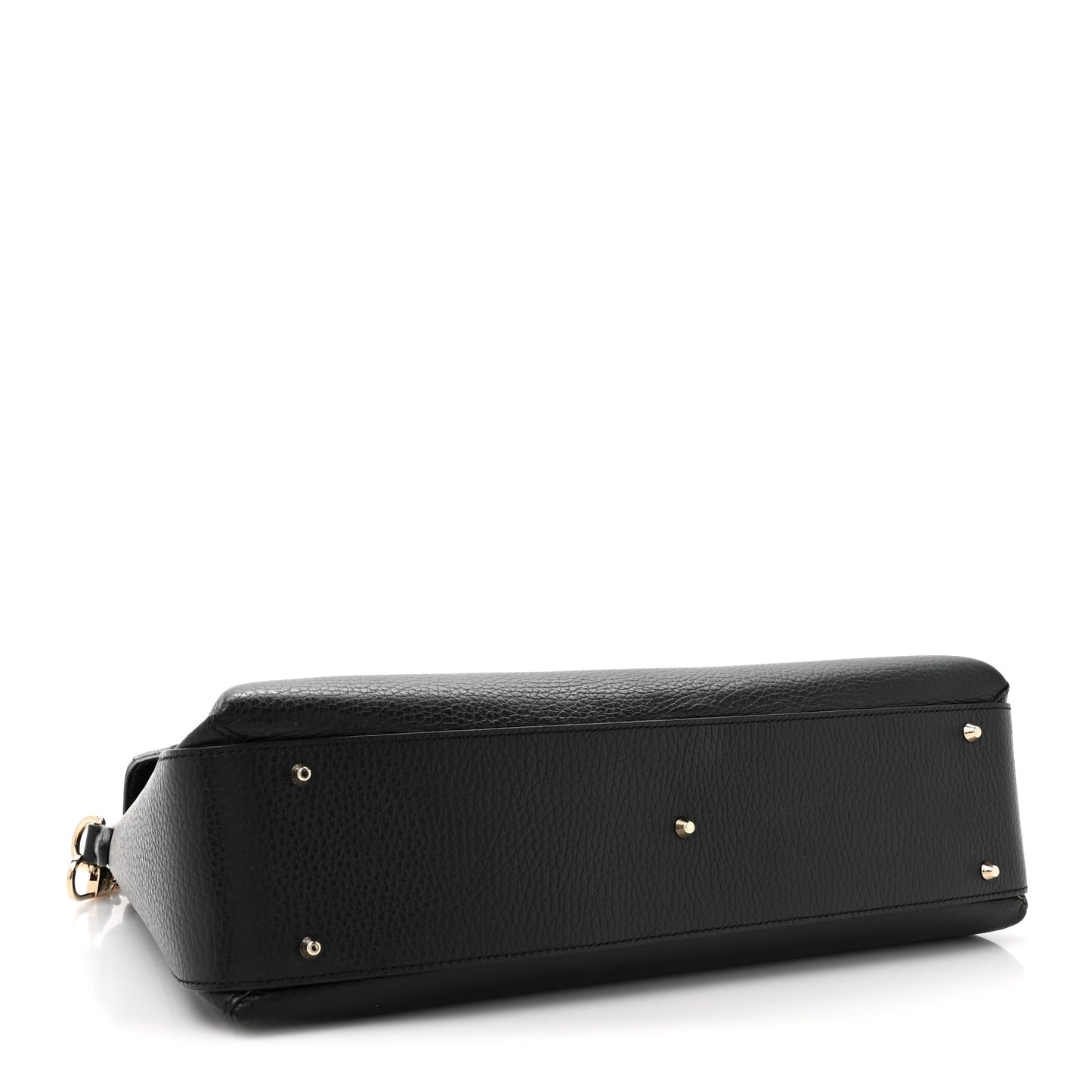 Dollar Calfskin Medium Interlocking G Top Handle Shoulder Bag Black