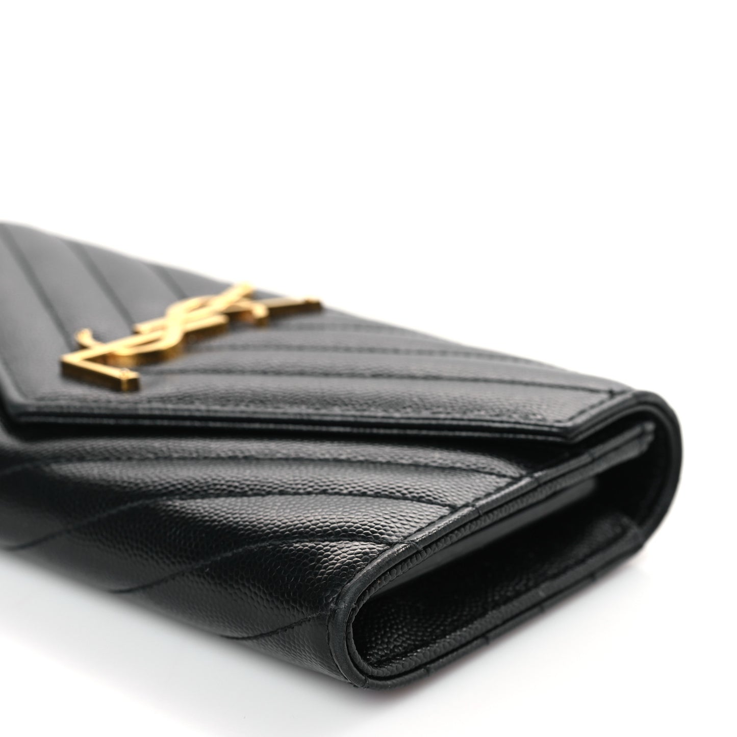 Grain De Poudre Matelasse Chevron Monogram Flap Wallet Black