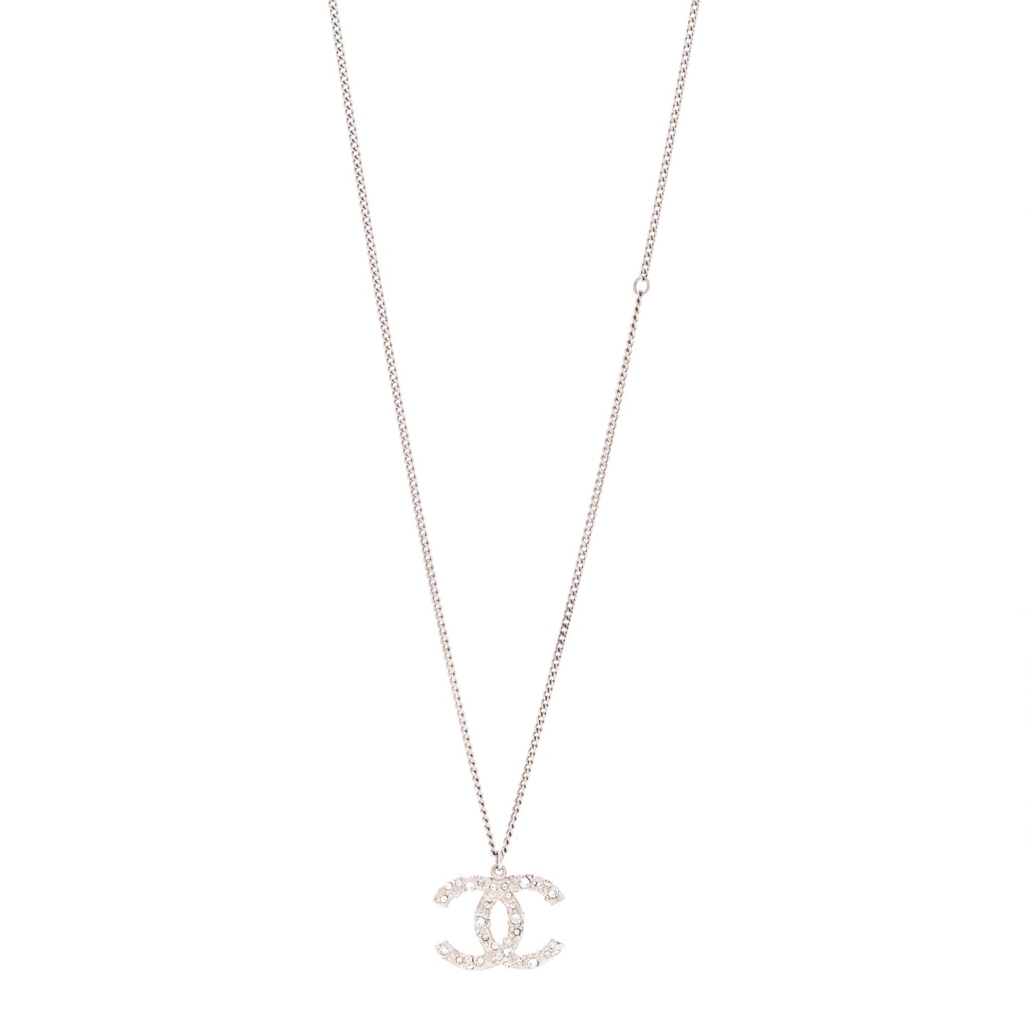 Crystal CC Pendant Necklace Silver