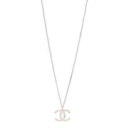 Chanel Crystal CC Pendant Necklace Silver 1 of 5