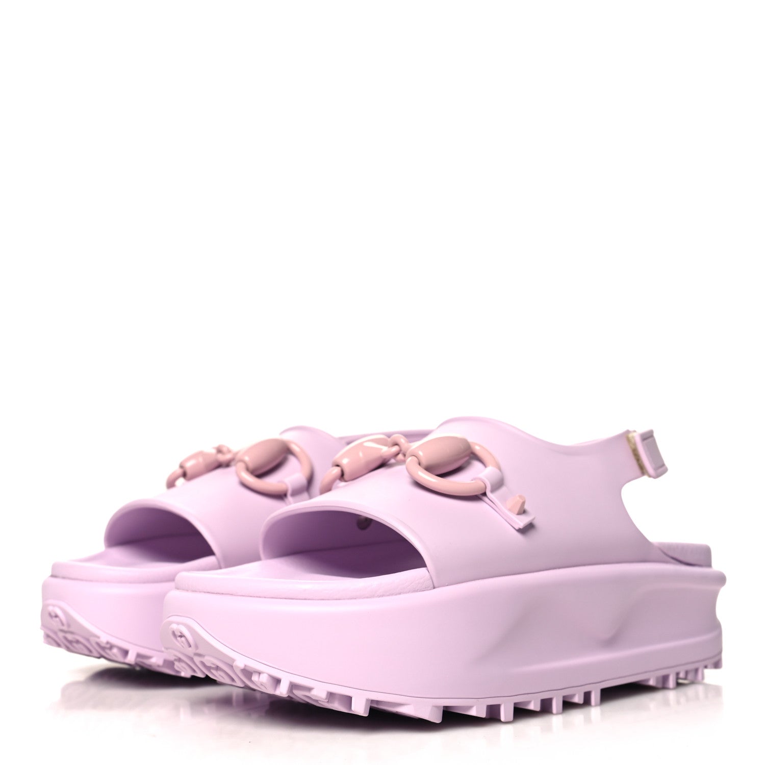 Gucci Soft Rubber Horsebit Touch Womens Strapped Sandals 37 Talc Pink 4 of 10
