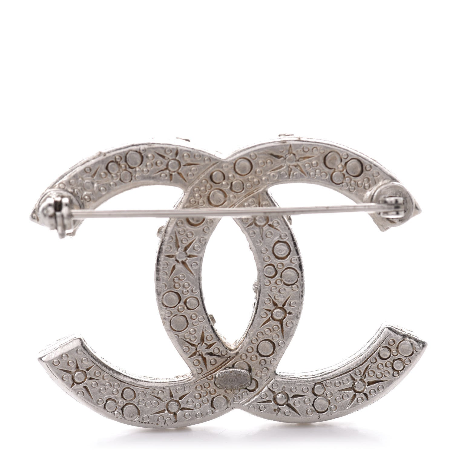 Chanel Swarovski Crystal Large CC Brooch Silver 3 of 5