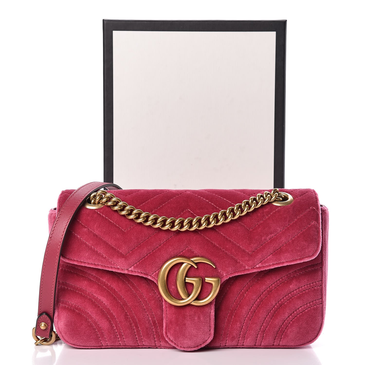 Gucci Velvet Matelasse Small GG Marmont Shoulder Bag Light Raspberry Rose 11 of 11