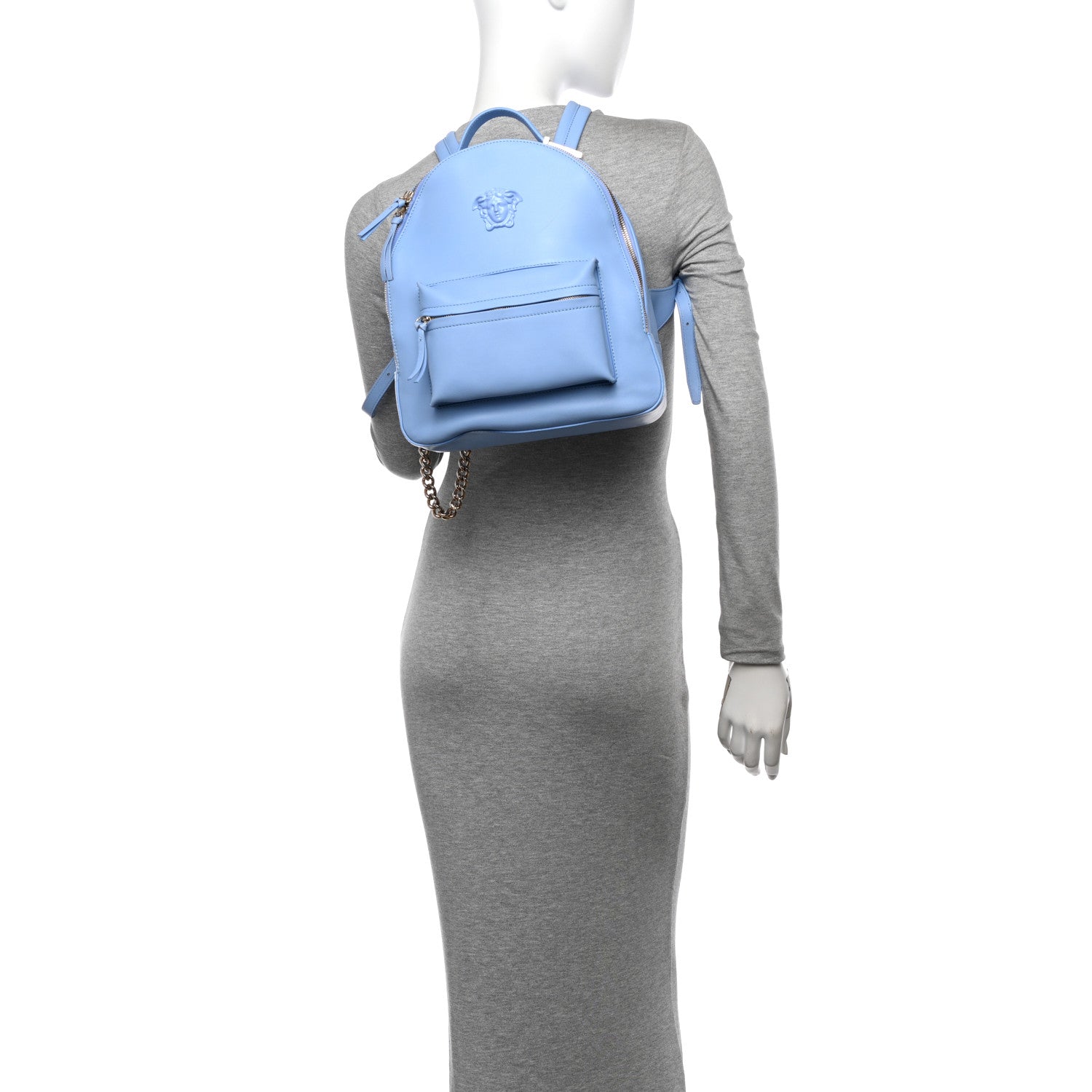 Versace Calfskin Palazzo Medusa Backpack Blue 2 of 9