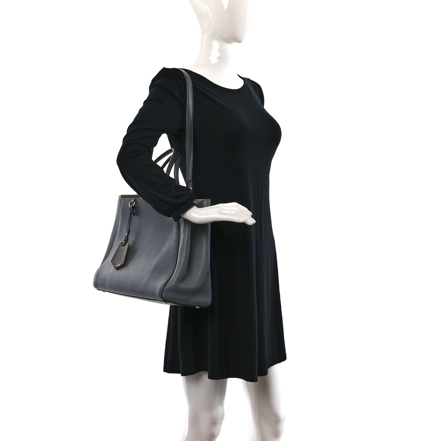 Fendi Vitello Elite Flamingo Regular 2Jours Tote Grigio Grigio Chiaro 2 of 8