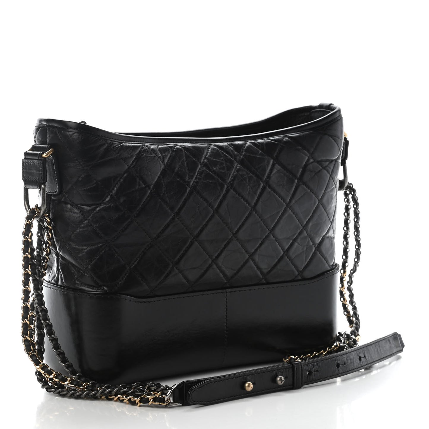 Aged Calfskin Quilted Medium Gabrielle Hobo Black
