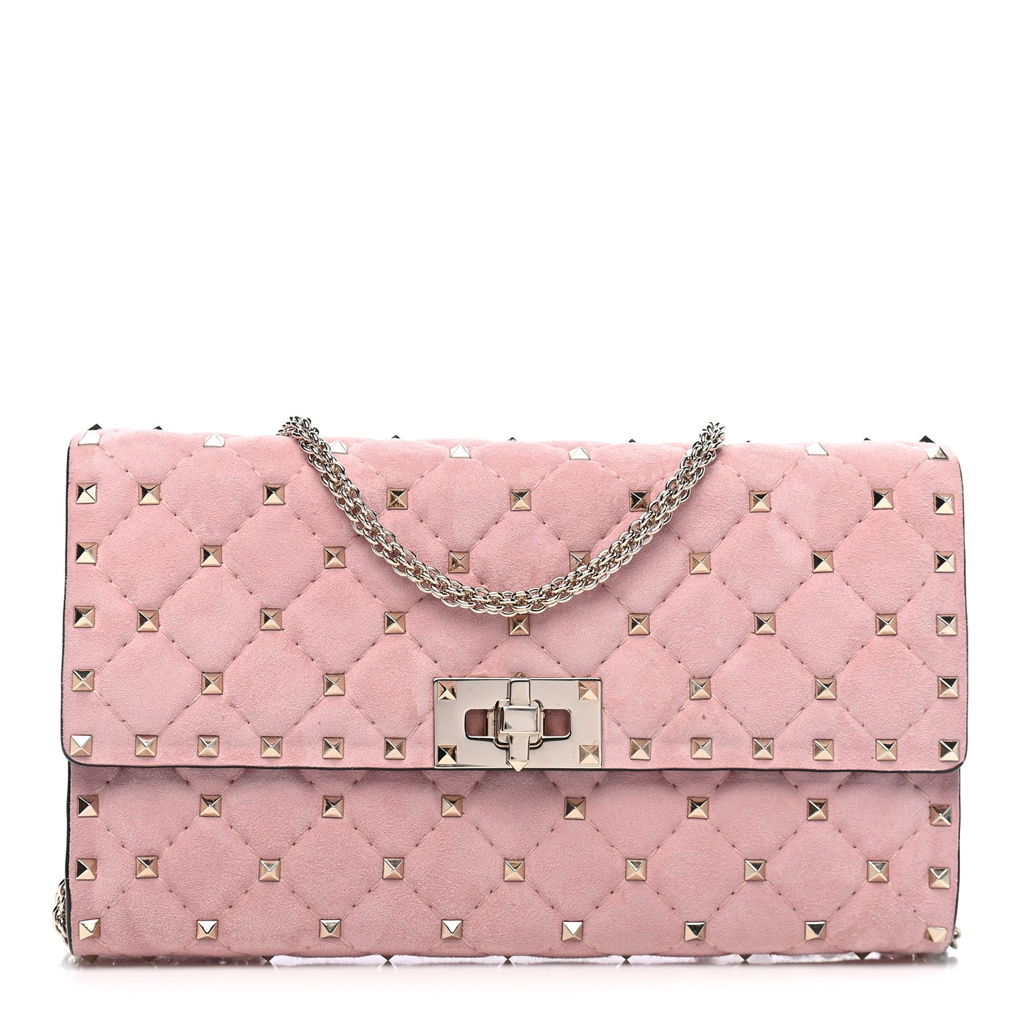 Suede Rockstud Spike Wallet on Chain Loto