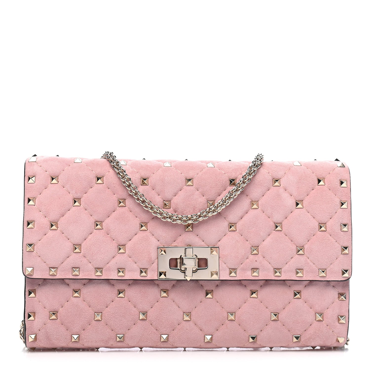 Valentino Garavani Suede Rockstud Spike Wallet on Chain Loto 1 of 9