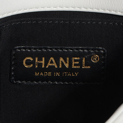 Chanel Calfskin Quilted Graphic Mini Flap Bag Black White 7 of 9