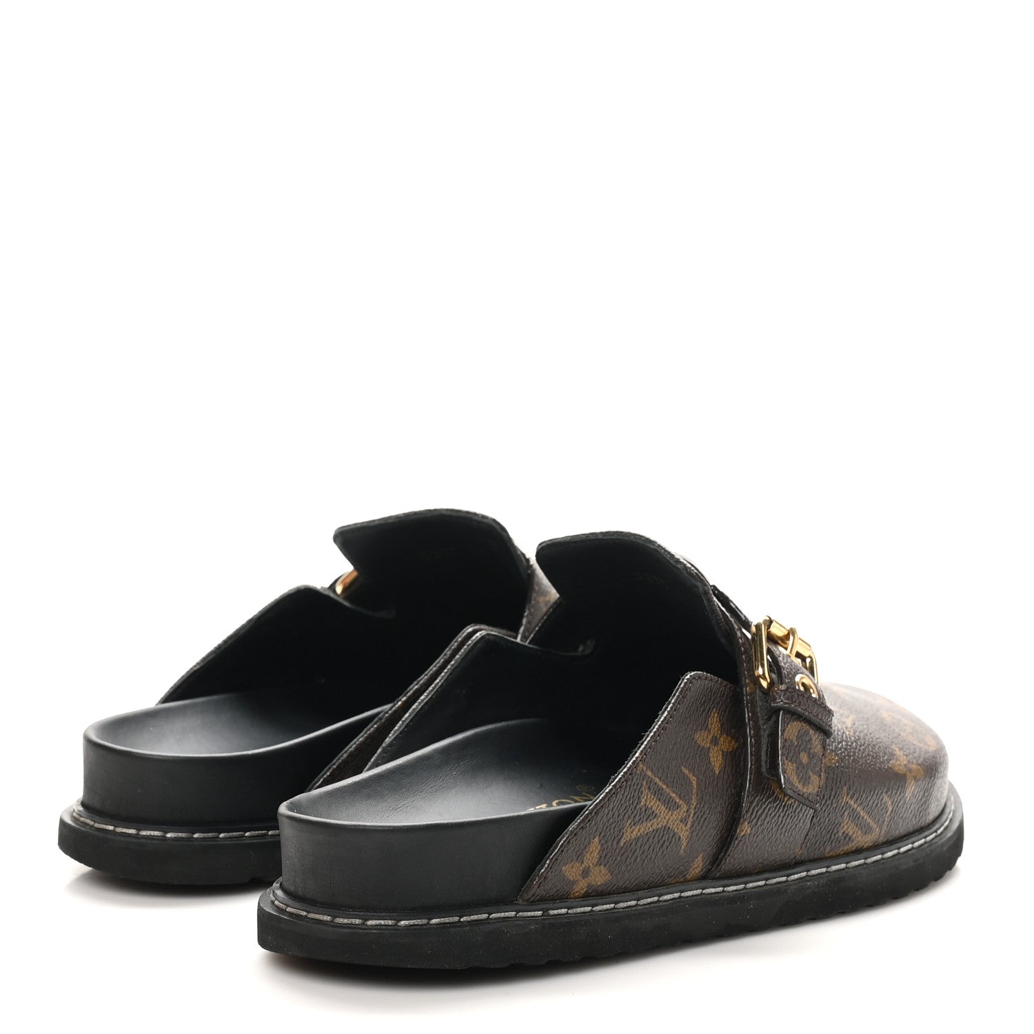 Louis Vuitton Patent Monogram Womens Cosy Flat Comfort Clog Mules 38 Brown 5 of 9