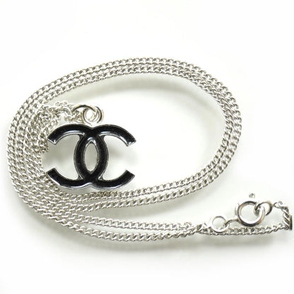 Chanel Enamel CC Necklace Black and Silver 3 of 3