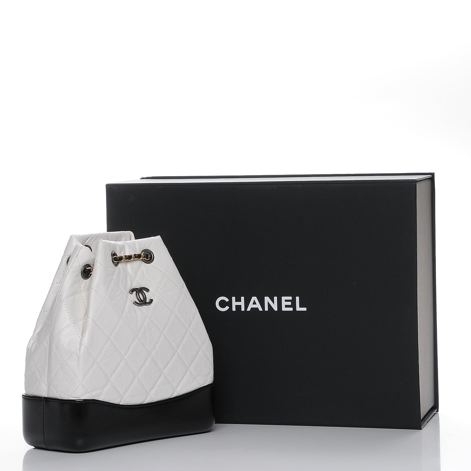 Chanel Aged Calfskin Quilted Small Gabrielle Backpack Black White 9 of 9
