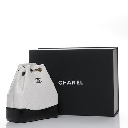 Chanel Aged Calfskin Quilted Small Gabrielle Backpack Black White 9 of 9