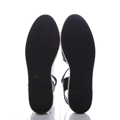 Chanel Lambskin CC Ankle Strap Espadrilles 40 Black 5 of 9