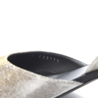 Chanel Glitter Grosgrain Cap Toe CC Slingback Pumps 40 Silver Black 9 of 10