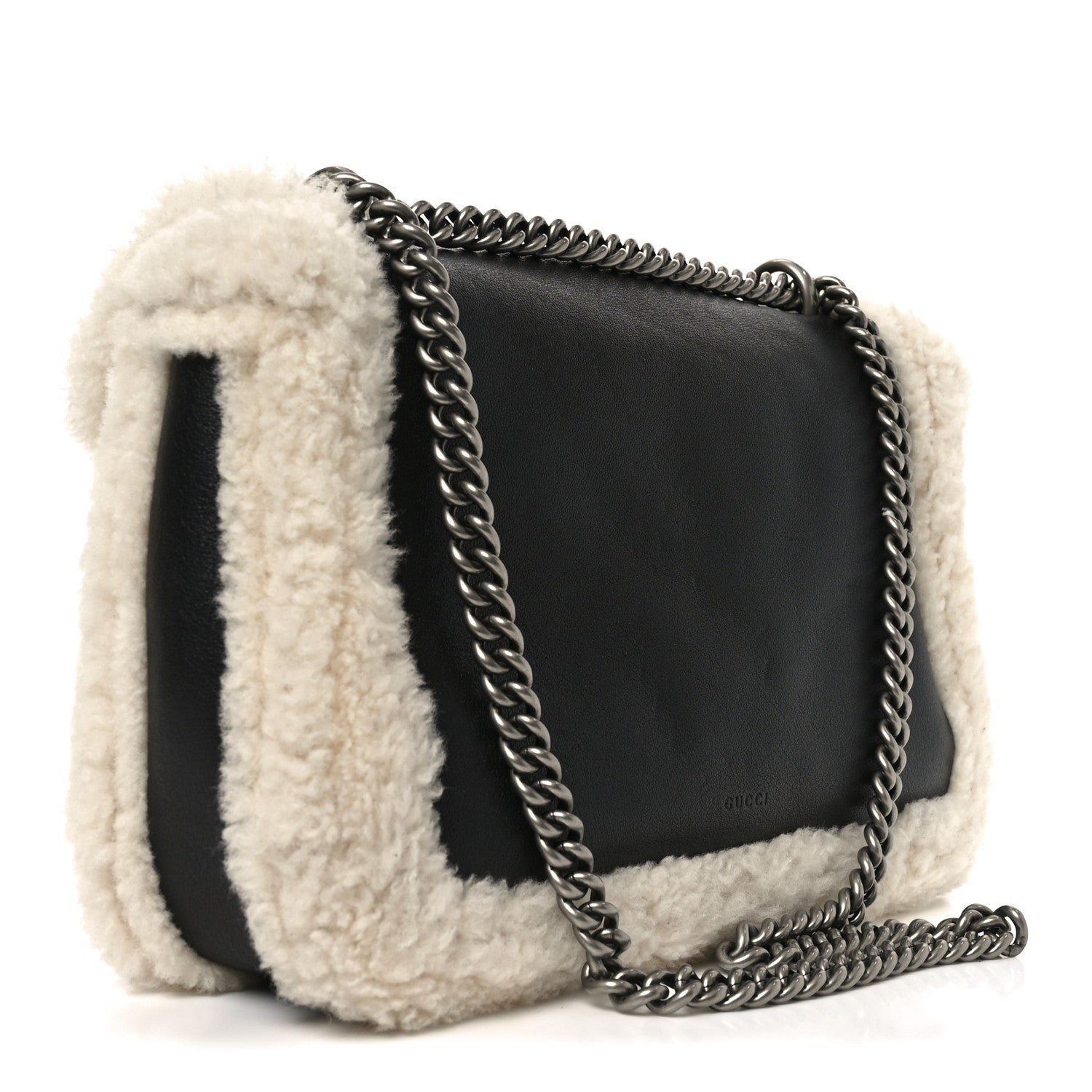 Gucci Sakai Be Green Calfskin Shearling Small Dionysus Shoulder Bag Black 3 of 9