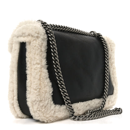 Gucci Sakai Be Green Calfskin Shearling Small Dionysus Shoulder Bag Black 3 of 9