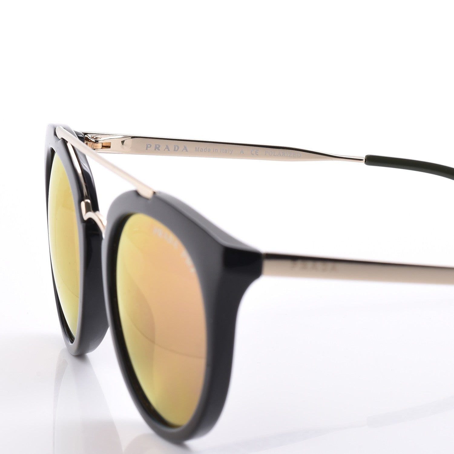 Prada Cinema Polarized Sunglasses SPR23S Black Gold 5 of 8