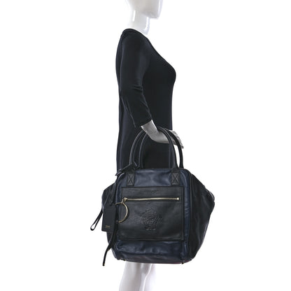 Versace Calfskin Day Dreamer Satchel Black Navy 7 of 14