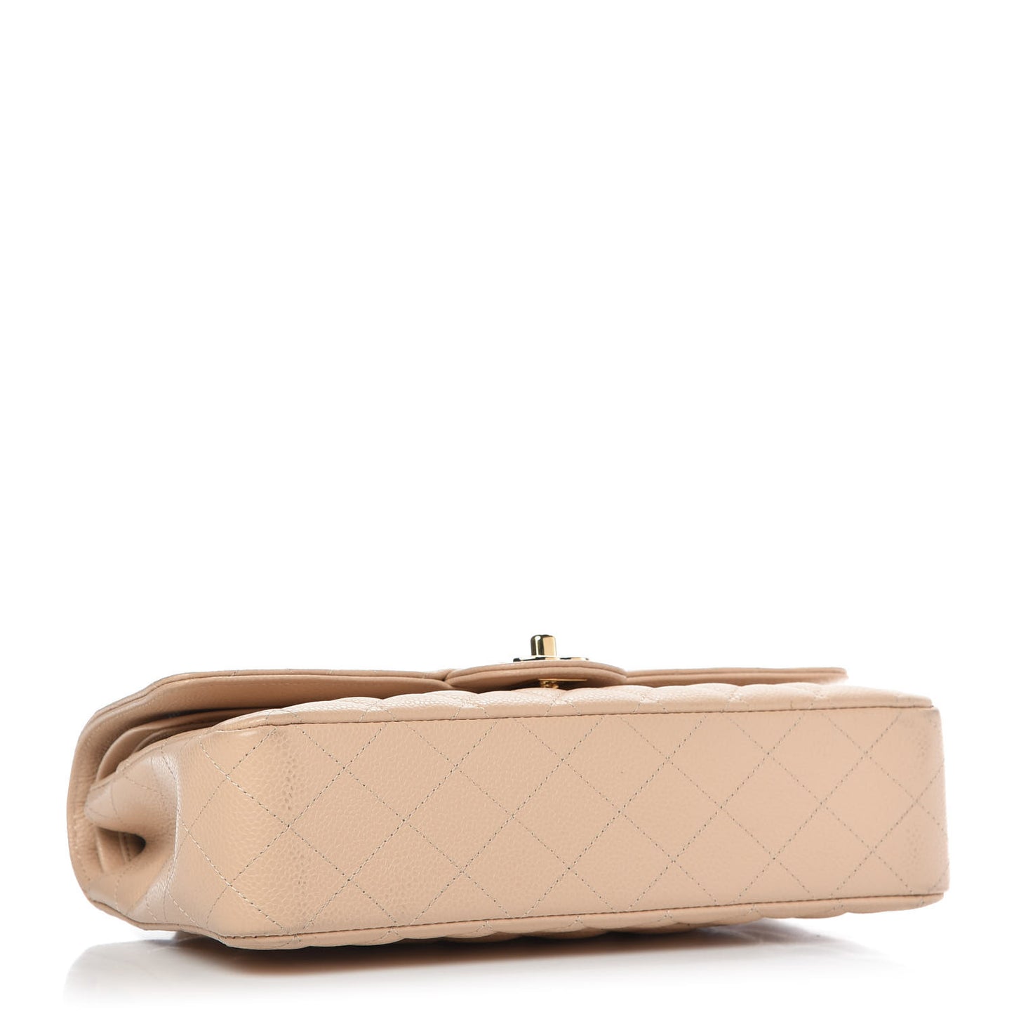 Caviar Quilted Medium Double Flap Beige