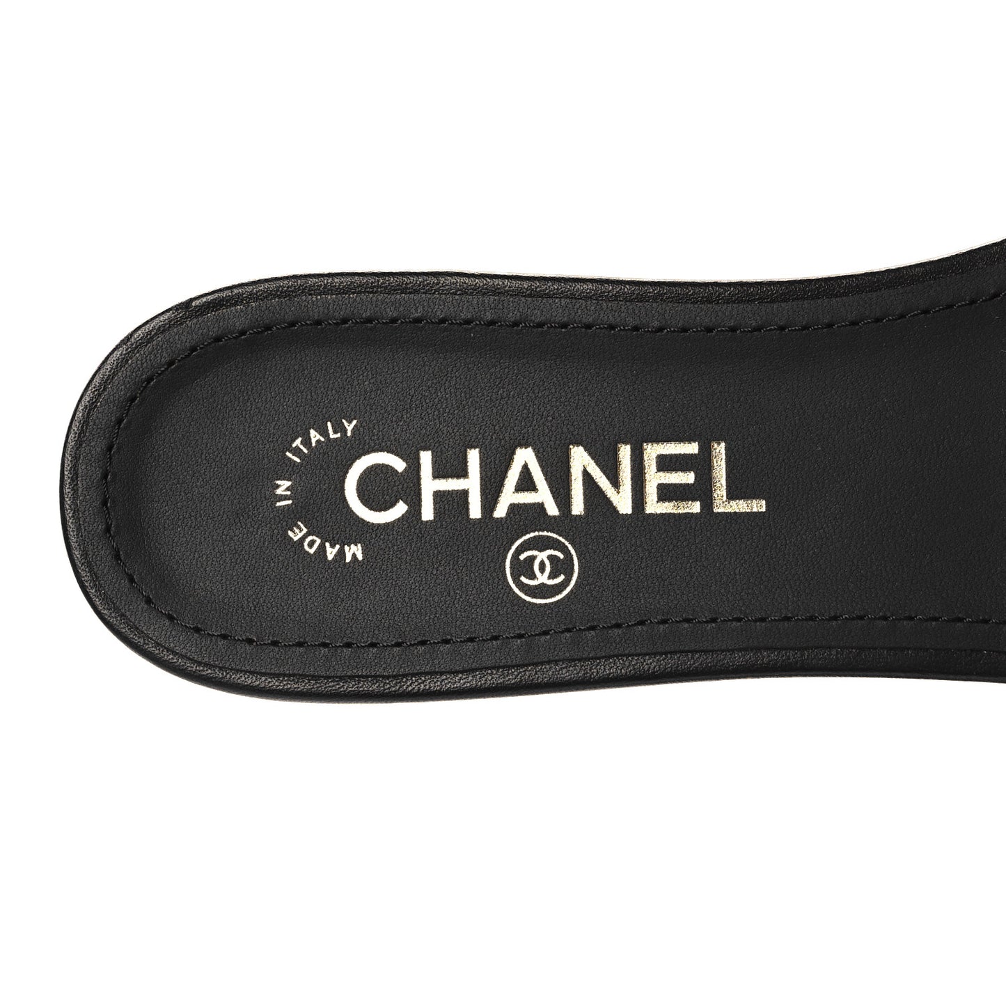 Lambskin Pearl Crystal CC Sandals 39.5 Black