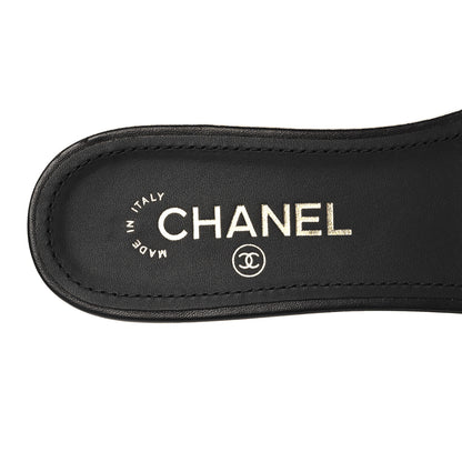 Chanel Lambskin Pearl Crystal CC Sandals 39.5 Black 8 of 8