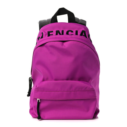 Balenciaga Sport Nylon Logo Embroidered S Wheel Backpack Fuchsia Black 1 of 7