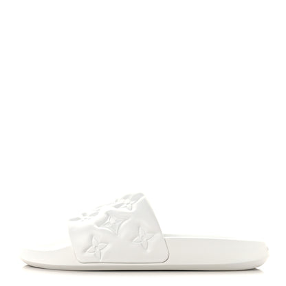 Louis Vuitton Rubber Embossed Monogram Mens Waterfront Mules 11 White 1 of 8