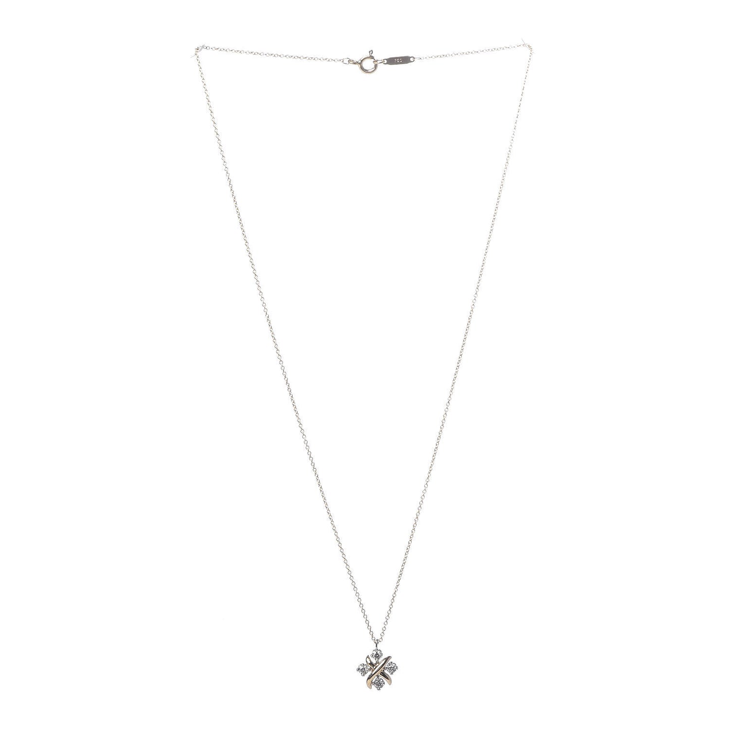 Platinum 18K Yellow Gold Diamond Schlumberger Lynn Pendant Necklace