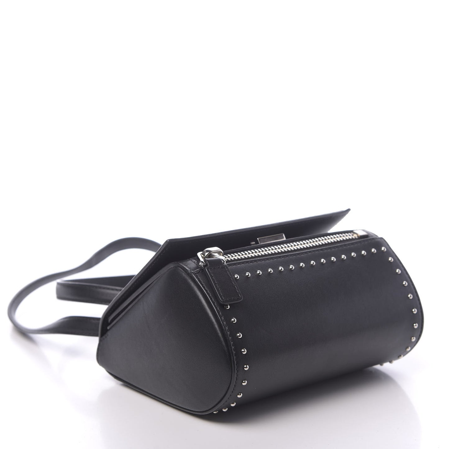 Calfskin Studded Mini Pandora Box Crossbody Bag Black