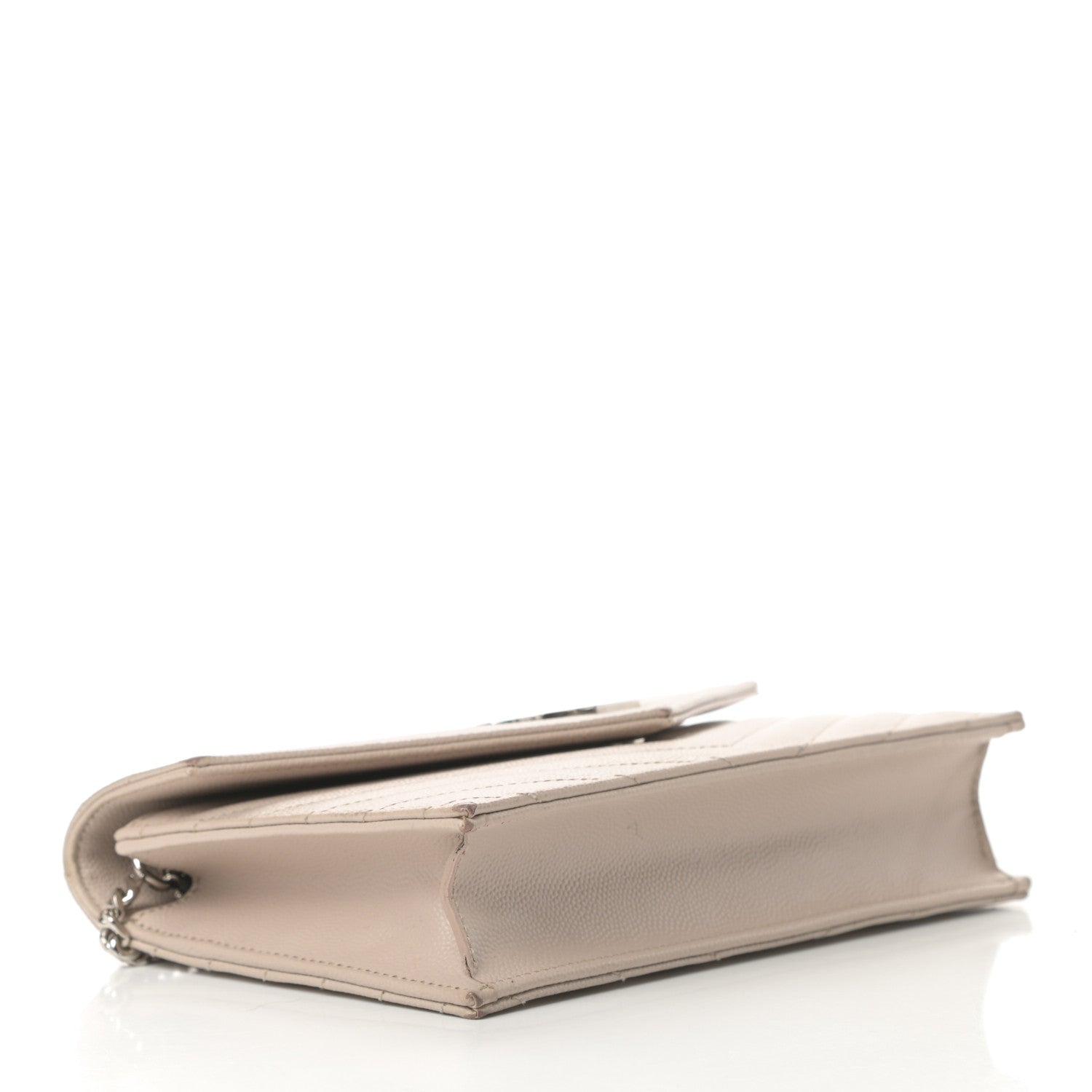 Saint Laurent Grain De Poudre Matelasse Chevron Monogram Envelope Chain Wallet Nude Powder 4 of 17