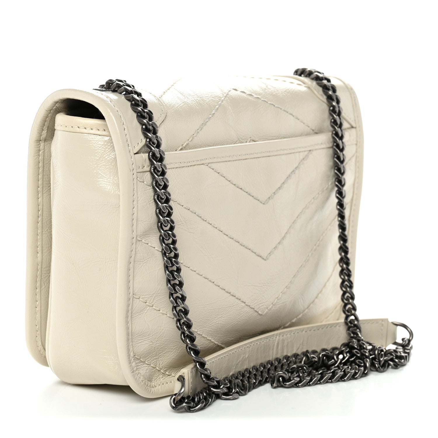 Saint Laurent Crinkled Calfskin Matelasse Monogram Niki Chain Wallet Crema Soft 3 of 10